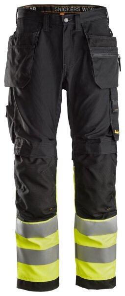 6233 Pantaloni Snickers AllroundWork HV + HP CL1 - 0466 nero-giallo - 056 (taglia standard)