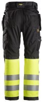 6233 Pantaloni Snickers AllroundWork HV + HP CL1 - 0466 nero-giallo - 056 (taglia standard)