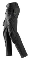 6923 Snickers FlexiWork, pantaloni da lavoro per posatori di pavimenti + tasche a fondina - 0404 nero - 160 (taglia lunga: +6 cm di lunghezza della gamba)