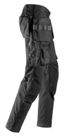 6923 Snickers FlexiWork, pantaloni da lavoro per posatori di pavimenti + tasche a fondina - 0404 nero - 160 (taglia lunga: +6 cm di lunghezza della gamba)