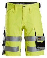 6136 Pantaloncini elasticizzati Snickers HighVis CL1, vestibilit&agrave; slim