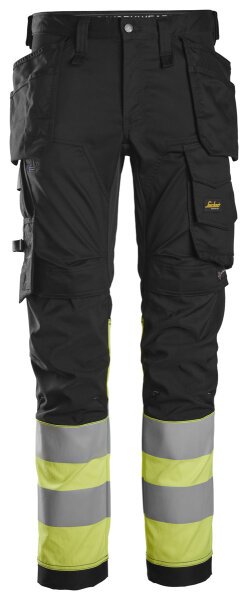 6234 Pantaloni elasticizzati Snickers HighVis + HP CL1, Slim Fit