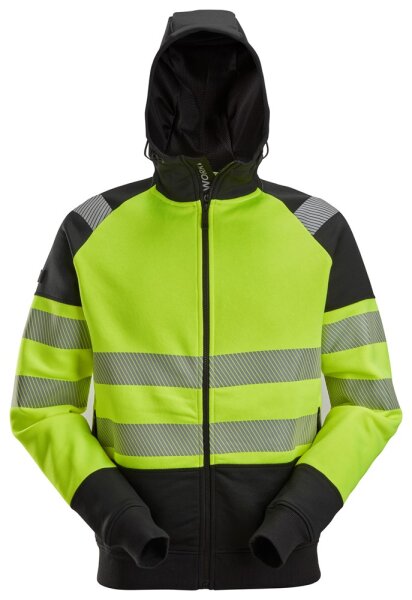 2839 Snickers Sweat &agrave; capuche haute visibilit&eacute; avec fermeture &eacute;clair Cl 2