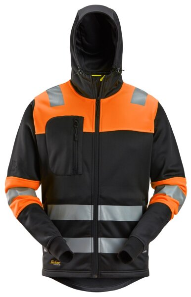 8038 Snickers Sweat &agrave; capuche haute visibilit&eacute; avec fermeture &eacute;clair Cl 1