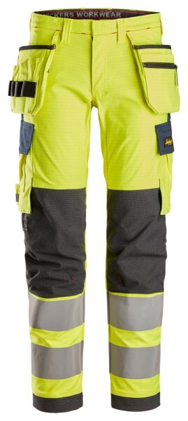 6268 Pantaloni Snickers ProtecWork Stretch con tasche a fondina High-Vis Classe 2, vestibilit&agrave; ampia