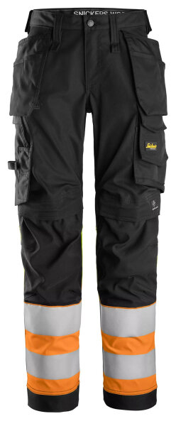 6734 Pantaloni elasticizzati da donna Snickers High-Vis con tasche a fondina Classe di visibilit&agrave; 1, Regular Fit