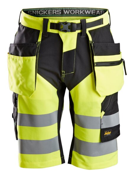 6933 Snickers FlexiWork, pantaloncini ad alta visibilit&agrave; + tasche a fondina Classe 1