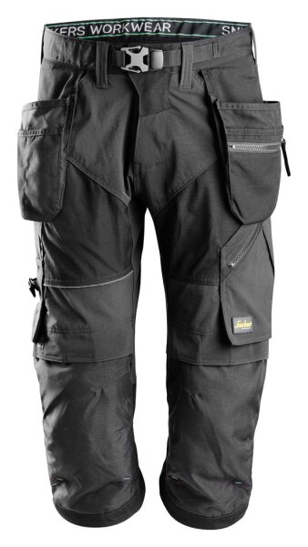 6905 Pantaloni da lavoro Snickers FlexiWork a zampa delefante, con tasche a fondina - 0404 nero - 054 (taglia standard)